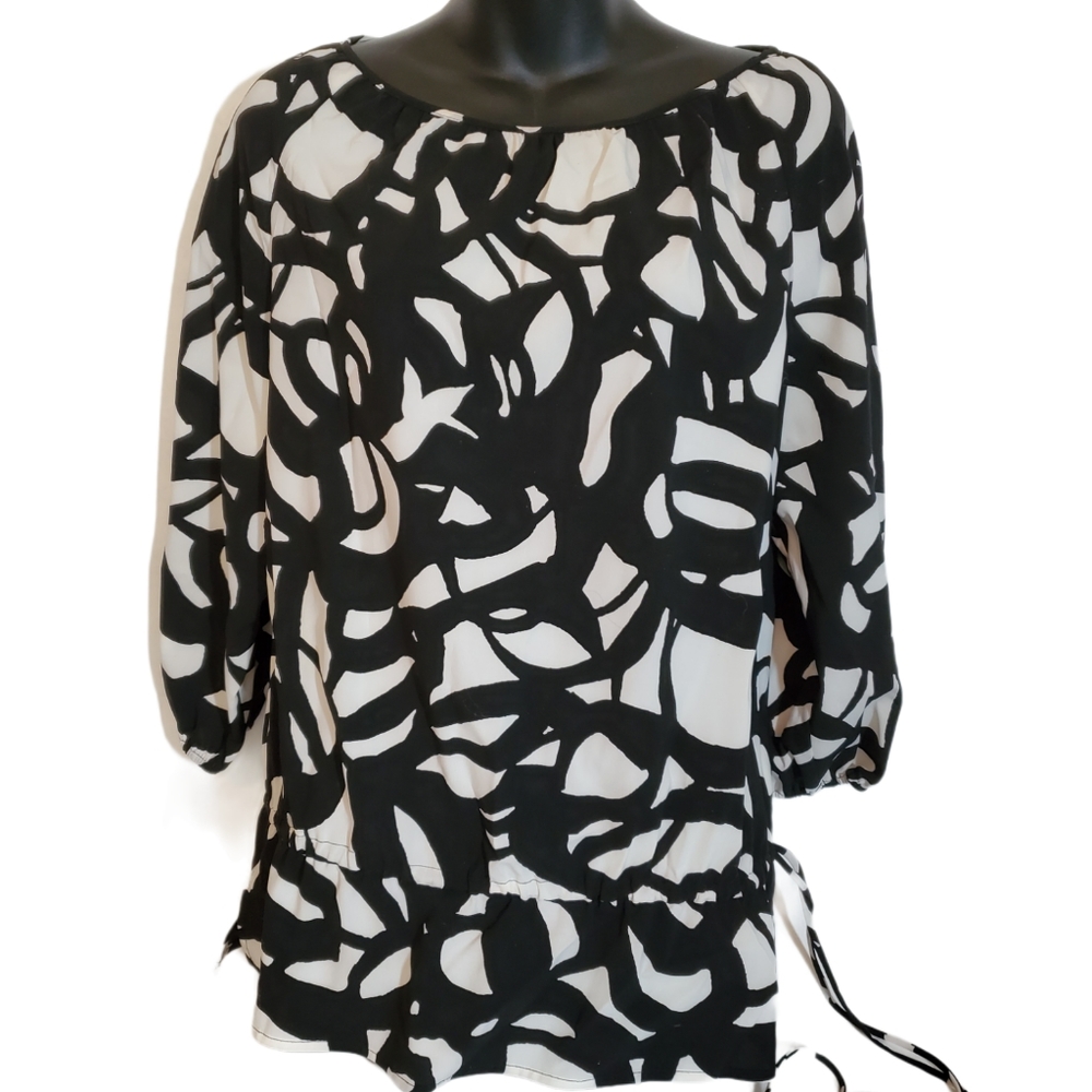 Kenneth Cole Reaction Blouse sz 12 Black/White Top
